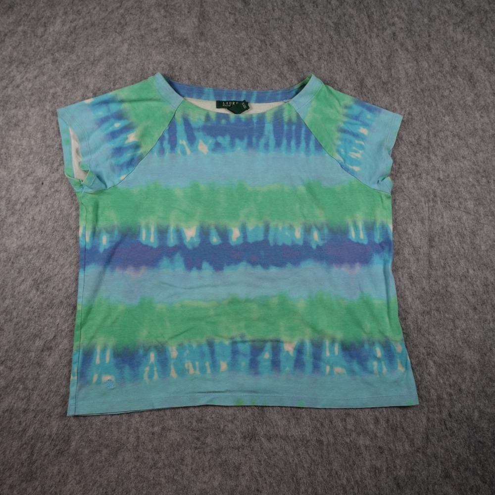 Ralph Lauren Top Womens 1X‎ Blue Green Tie Dye Short Sleeve Cotton Tee